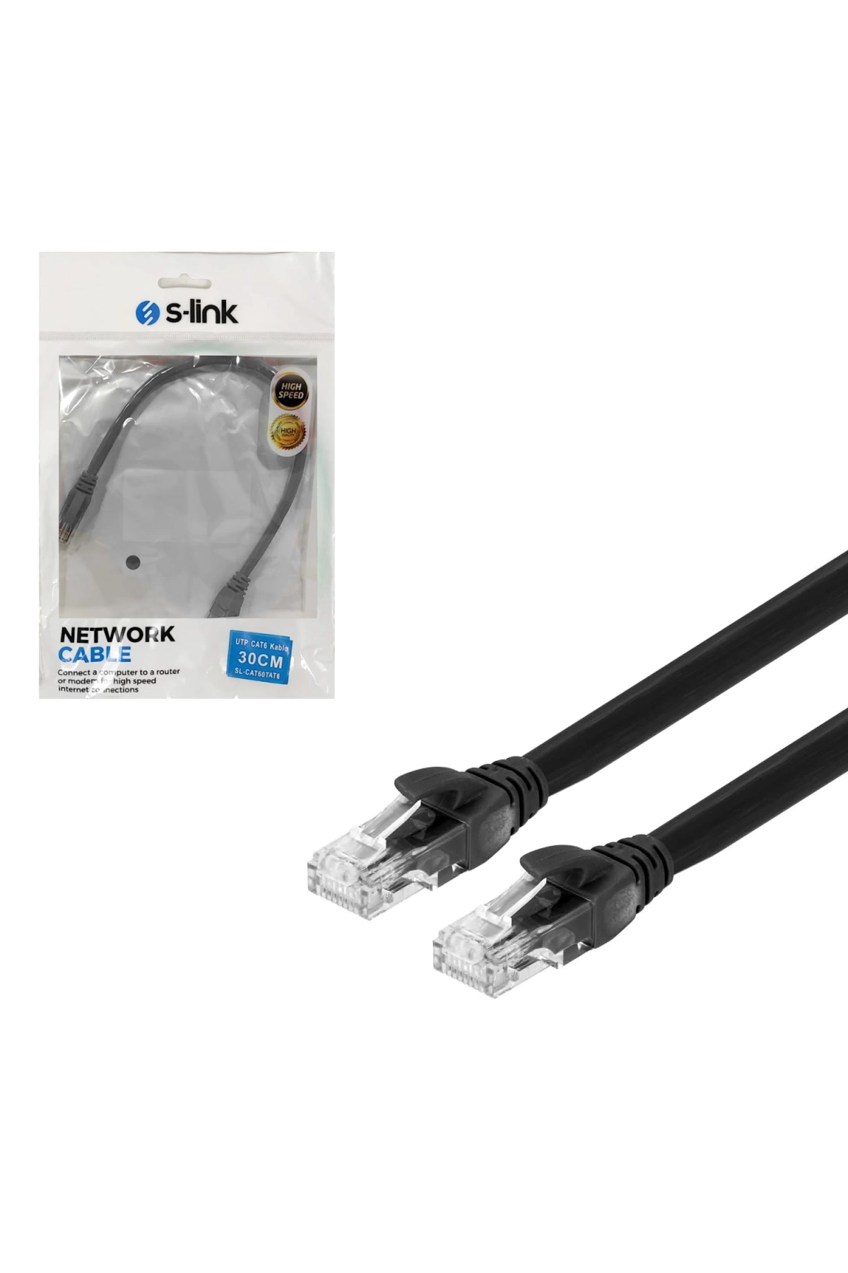 S-link Sl-cat6030bk Cat6 Patch Network Ethernet Kablo Utp Siyah 30cm