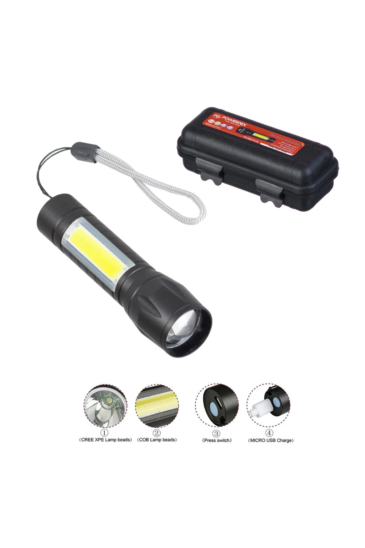 Powerdex Pd-5568 Cep El Feneri Şarjlı Cob Led