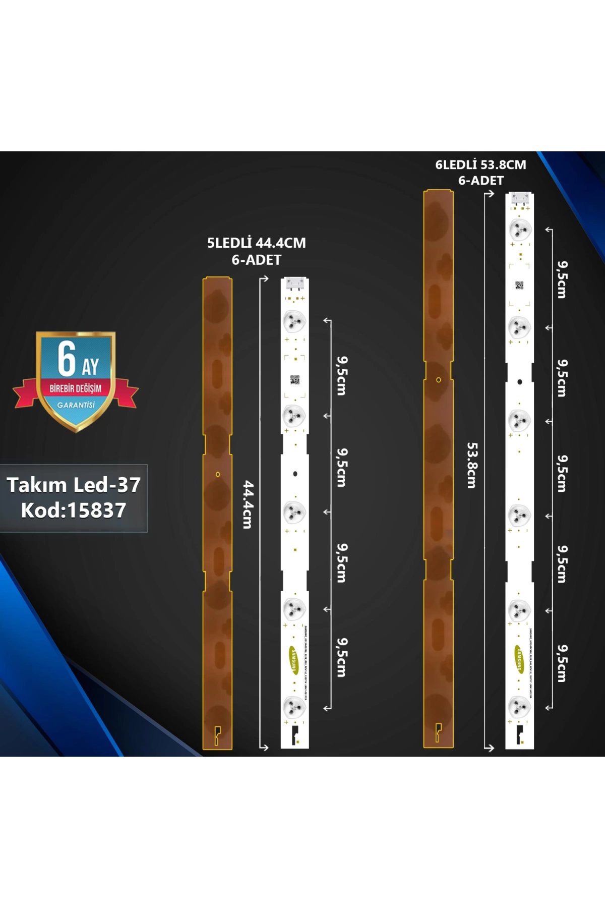 Çıkma Takım Led-37 (6x6pcb) 49 Samsung Arçelik 2015arc490 3228 L06 R05 Rev1.0 150717 150714 Lm41 00176a 00177a