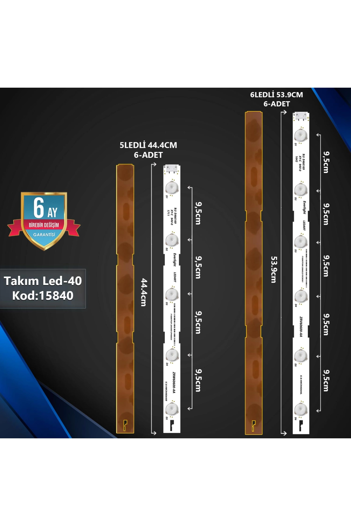 Çıkma Takım Led-40 (6x6pcb) 49 Grundıg Arçelik Beko Everlıght Zrv60600-ab Zrv60600-aa