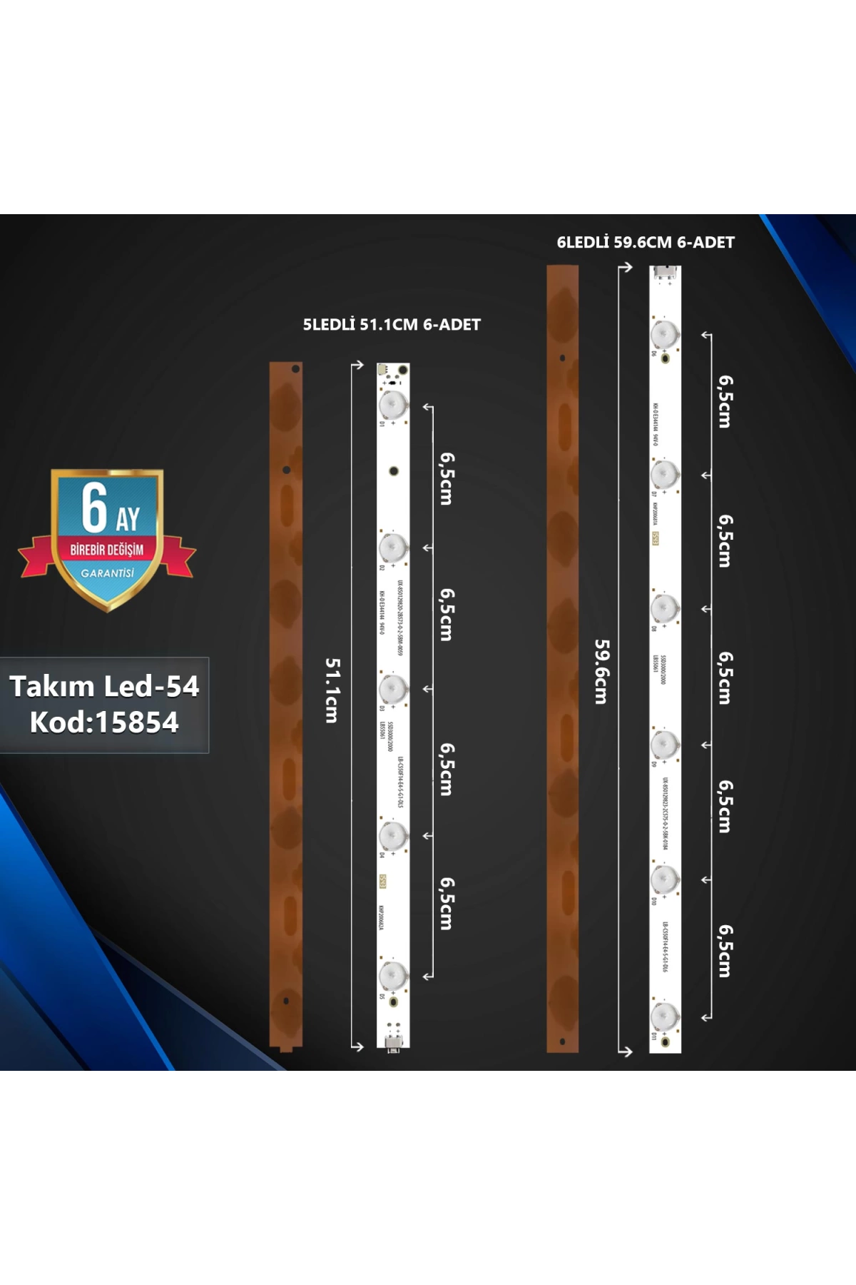 Çıkma Takım Led-54 (6x6pcb) 55 Sunny 55d3000/d2000 Lb55061 Khp200681a Khp200682a