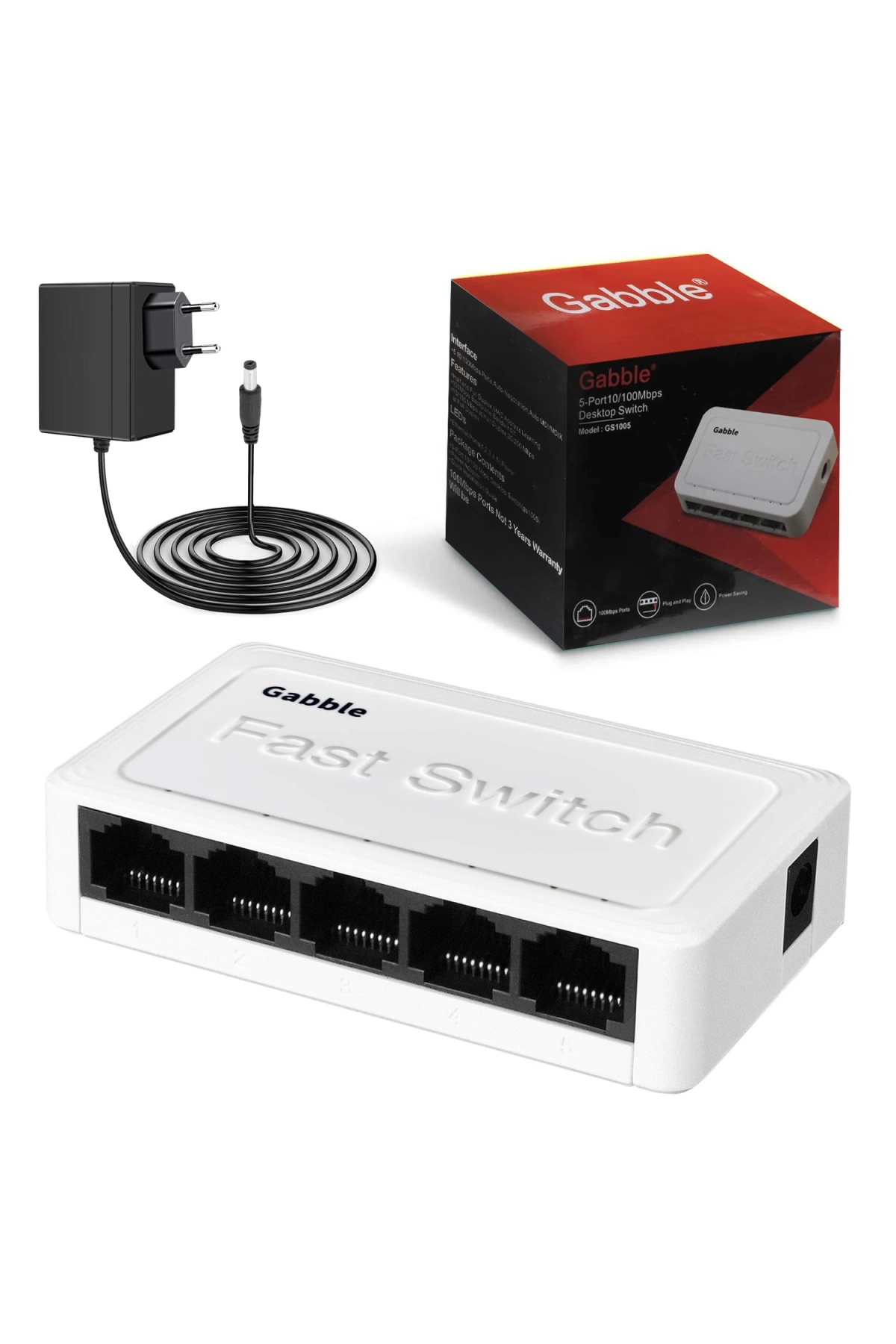 Gabble Gab-swc05 Ethernet Switch Hub 5 Port 10/100 Mbps