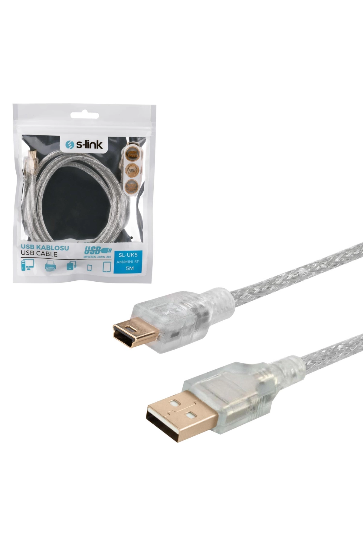 Kablo V3 5pin To Usb Erkek 5mt S-link Sl-uk55