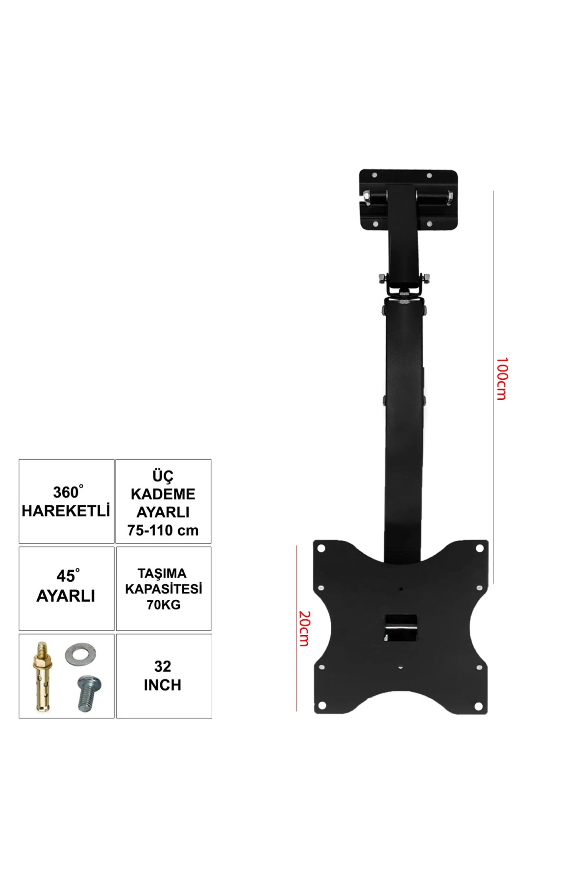 Ufix Lcd Askı Aparatı Tavan Hareketli 32-40 İnç 82-102cm