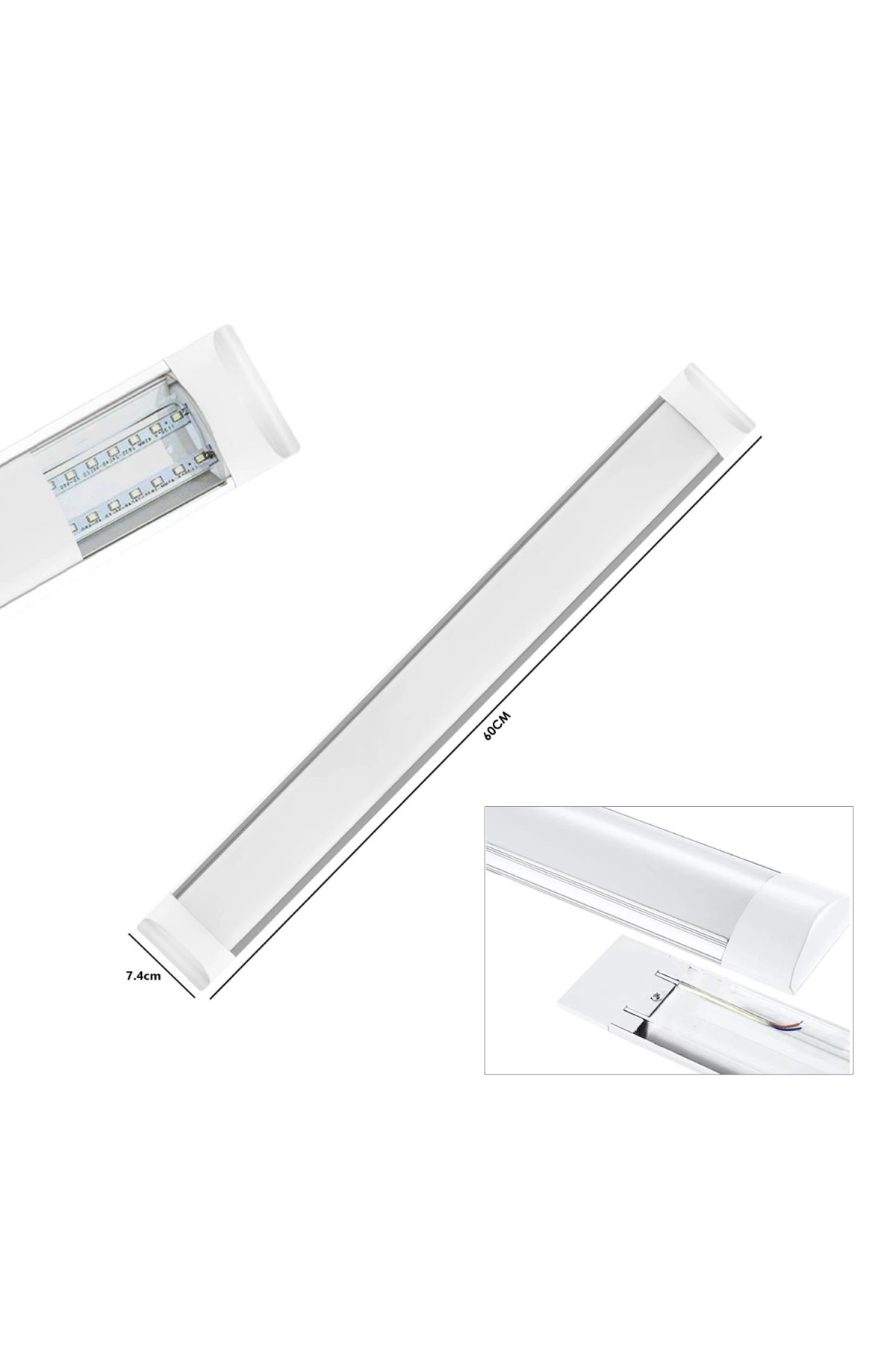 Led Bant Armatür 220v 20w 60cm Beyaz (2 Adet) Hıghtek Ht-0019