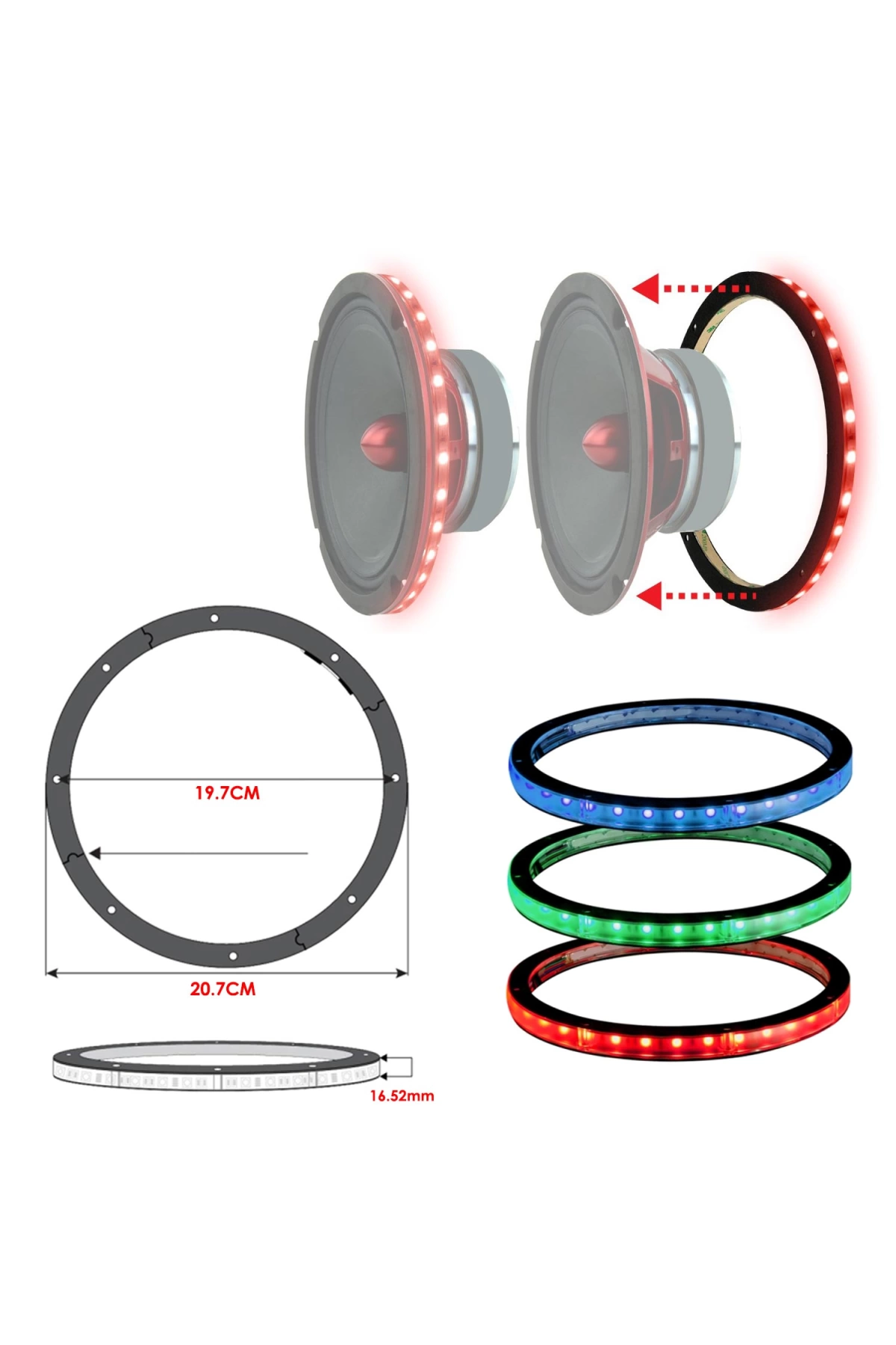 Ledrıng Hoparlör Rgb Led Halka 20cm Reıss Audıo Rs-ledrıng8