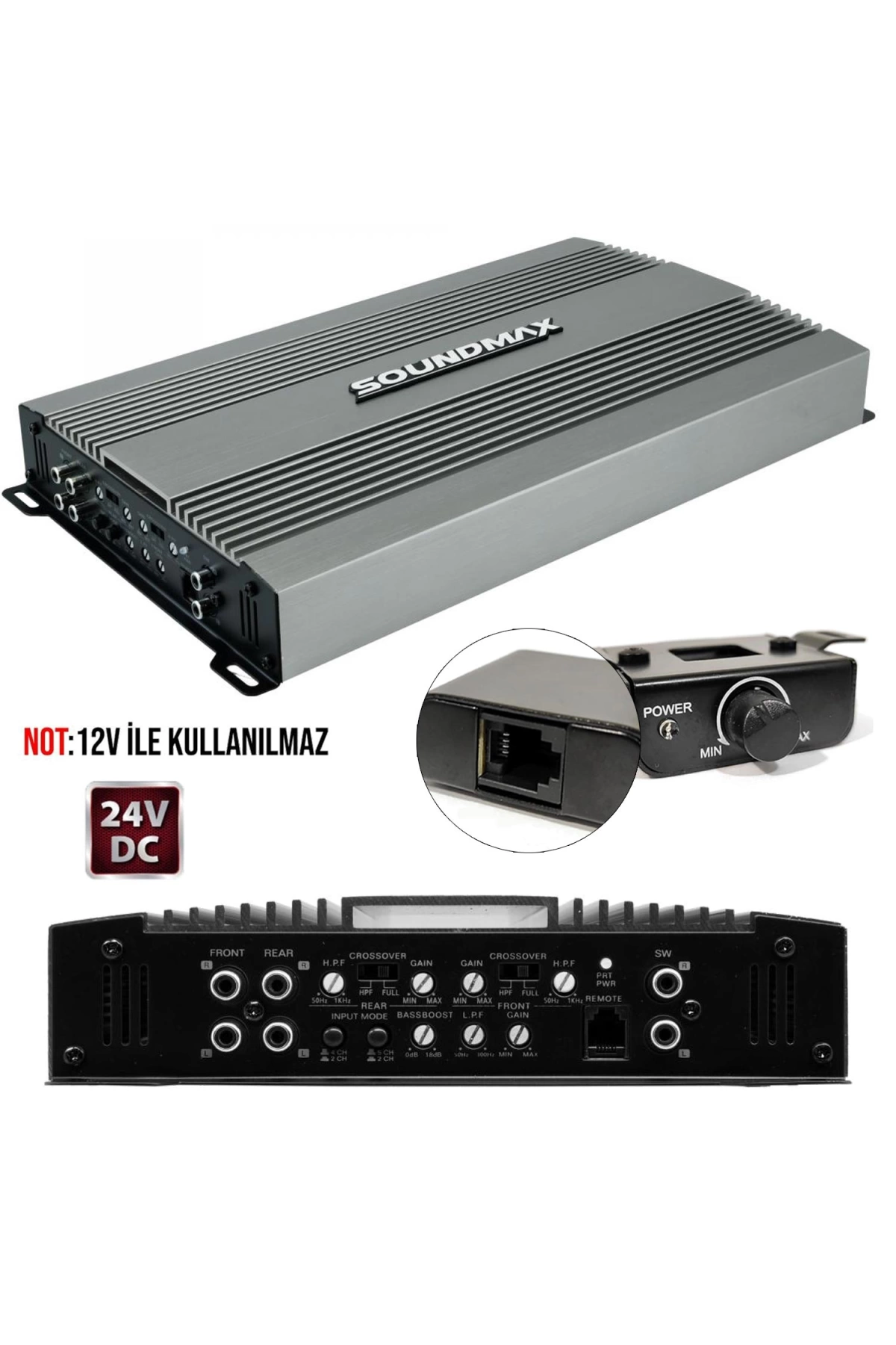 Soundmax Sx-5024.5 Oto Anfi Stereo 24v 5500 Watt 5 Kanal Bass Kontrol