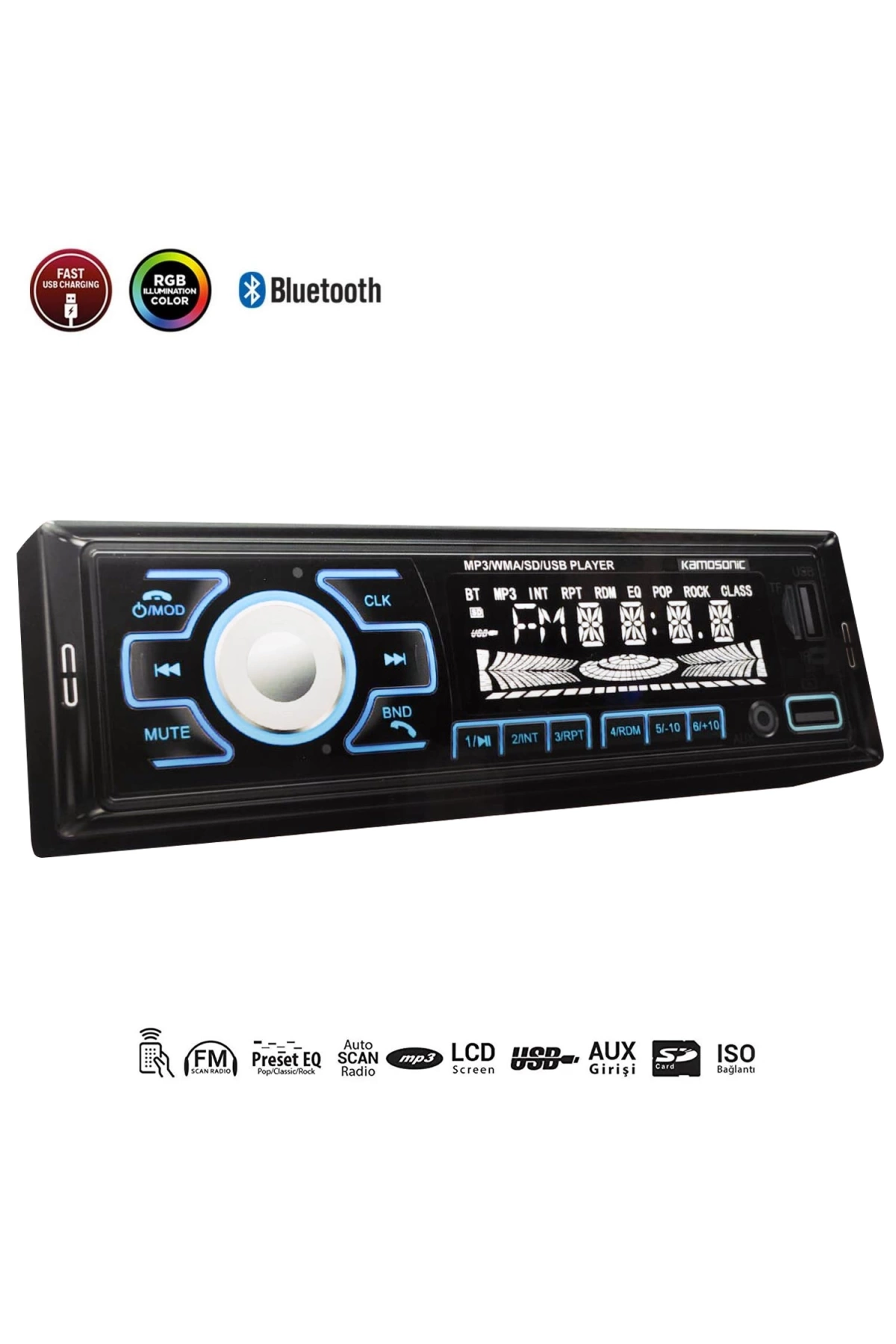 Kamosonıc Ks-mx803 Oto Teyp 4x50 Watt Bluetooth 2xusb Sd Fm Aux