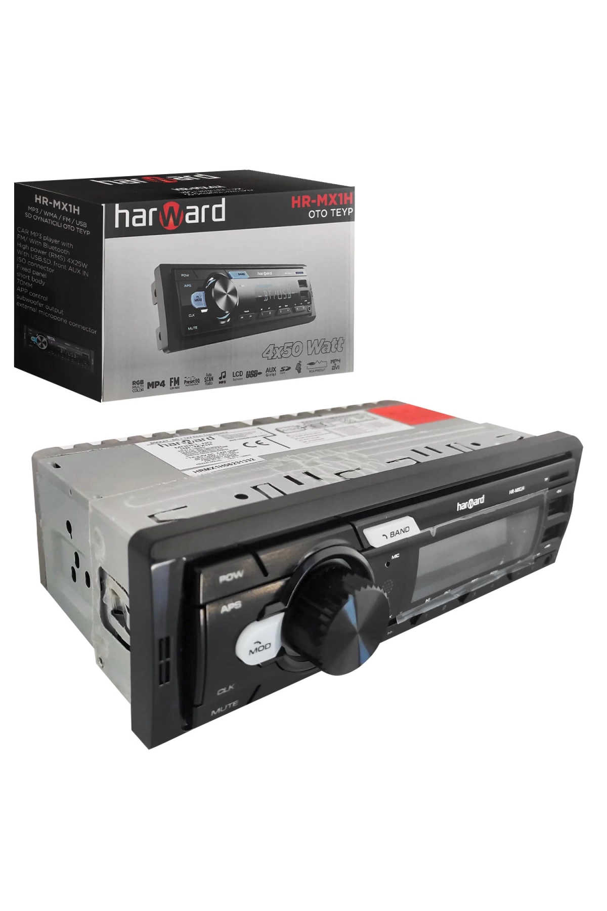 Harward Hr-mx1h Oto Teyp 4x50 Watt Bluetooth Mobil Aplikasyon 2xusb Sd Fm Aux