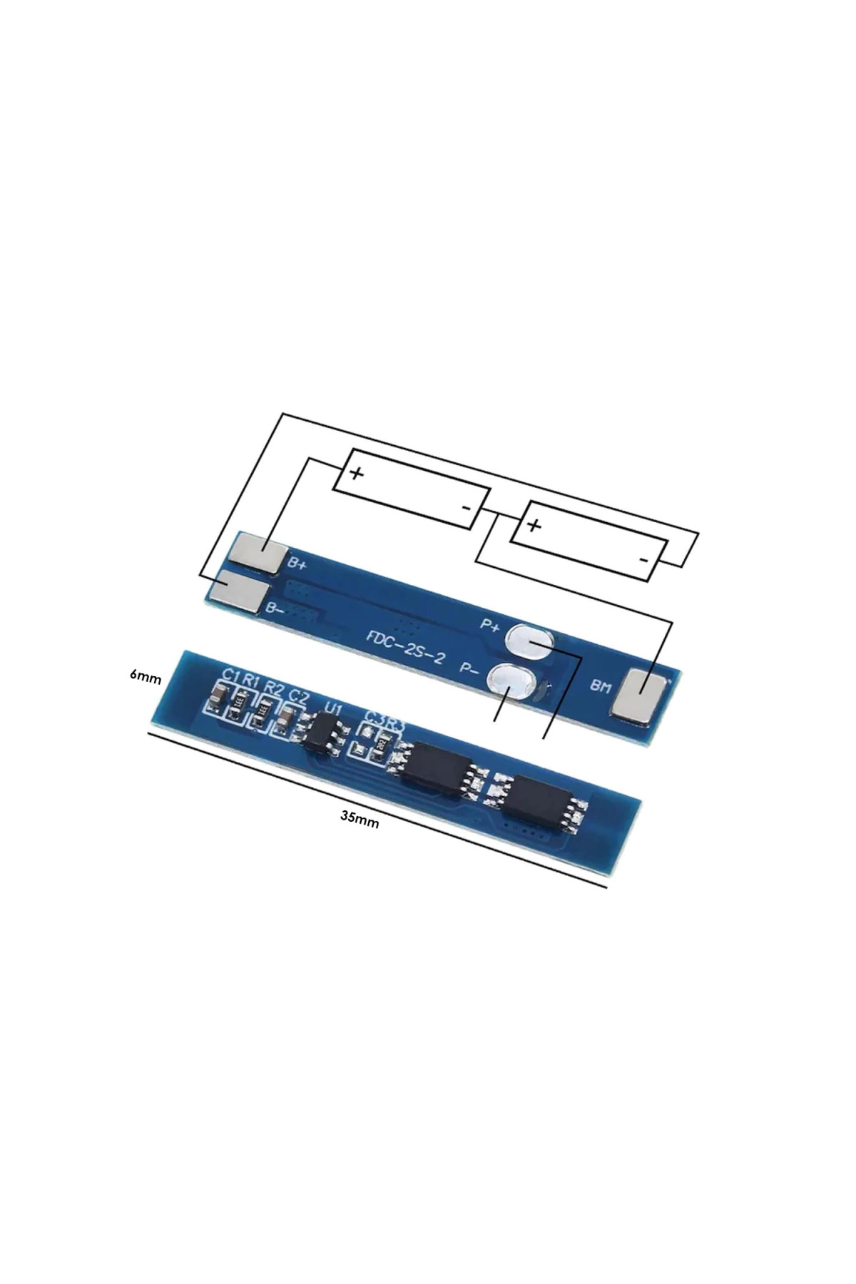 Pil Şarj Koruma Kartı Bms 18650 Lityum 2s 3a