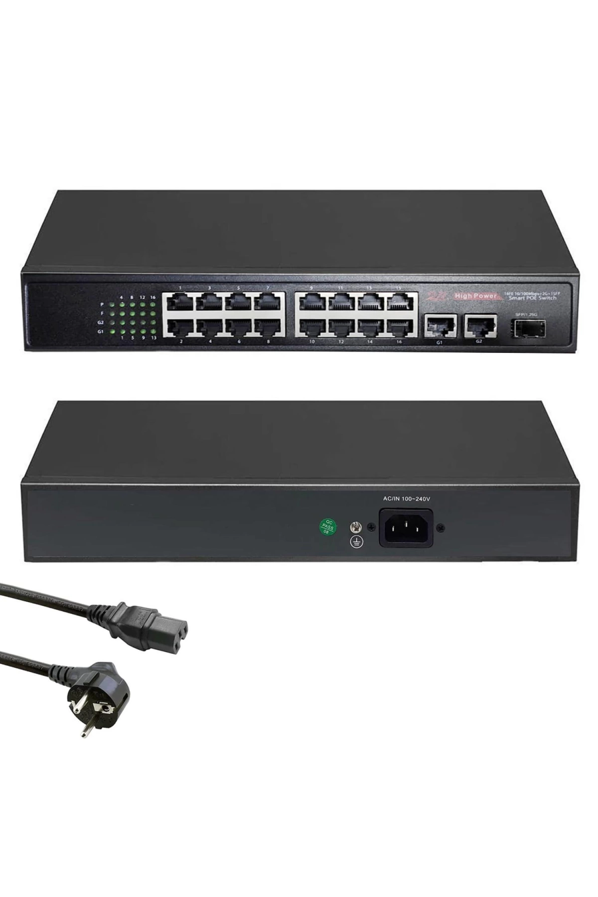 Poe Switch 16 Port+2 Uplınk+1sfp 10/100 Mbps Hc-g16f02g1sfpn