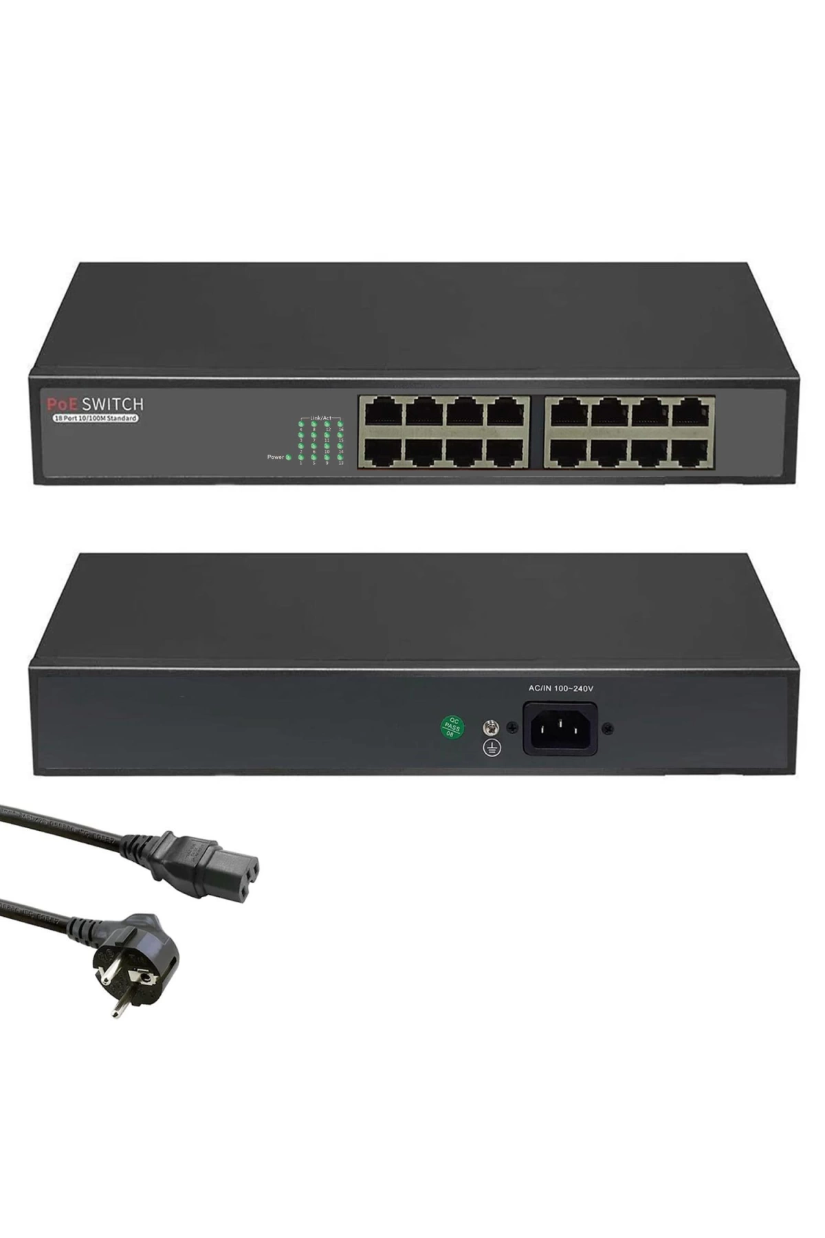 Poe Switch 16 Port Gıgabıt 10/100/1000 Mbps Hc-g1016d