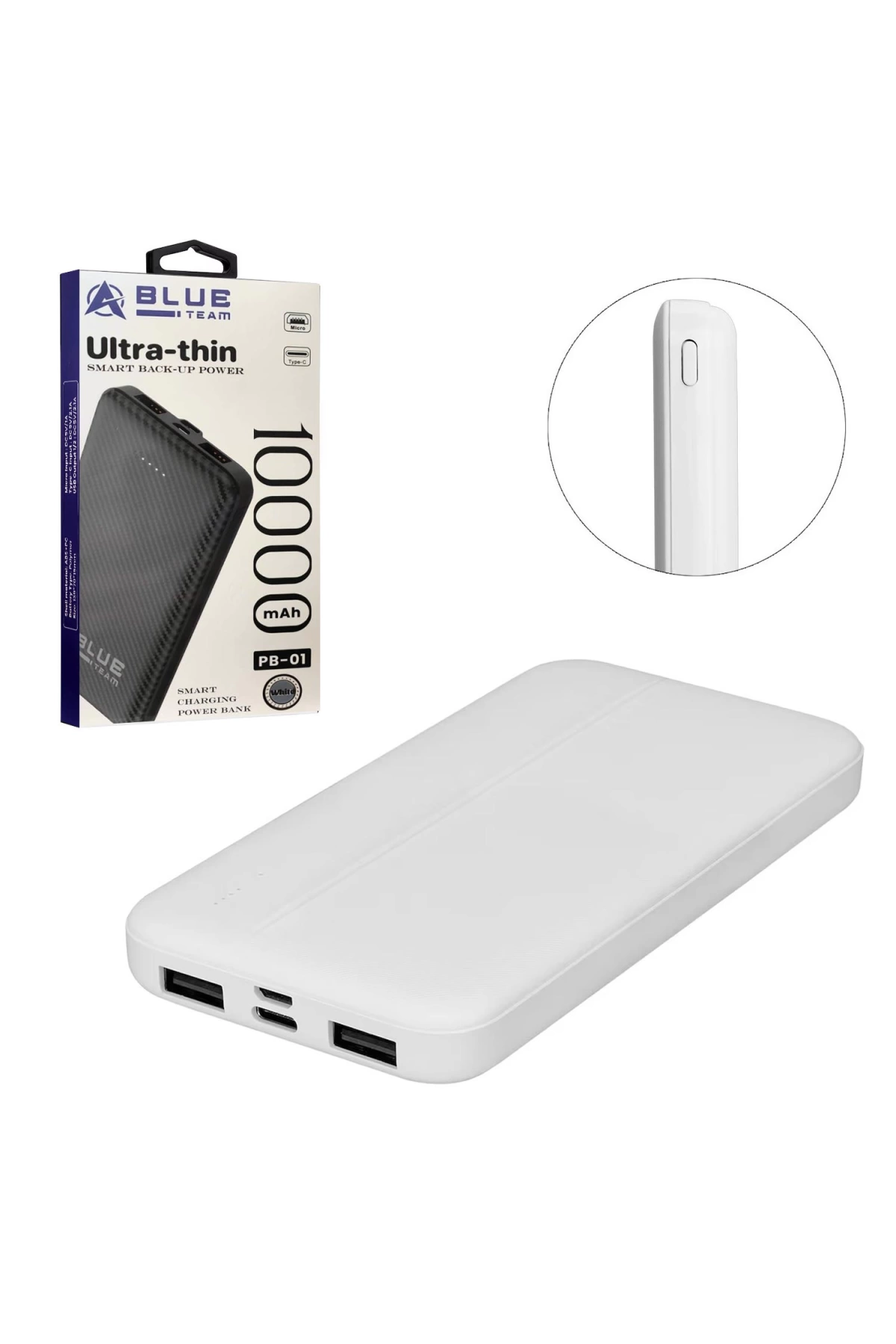 Powerbank 10000 Mah 2xusb Mıcro Type-c Girişli Blue Team Pb-01