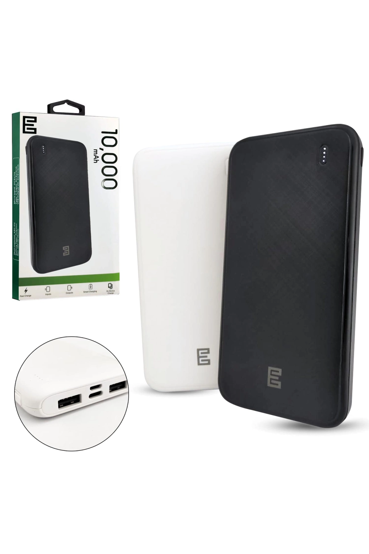 Powerbank 10000 Mah 2xusb Mıcro Type-c Girişli Escom P-44b