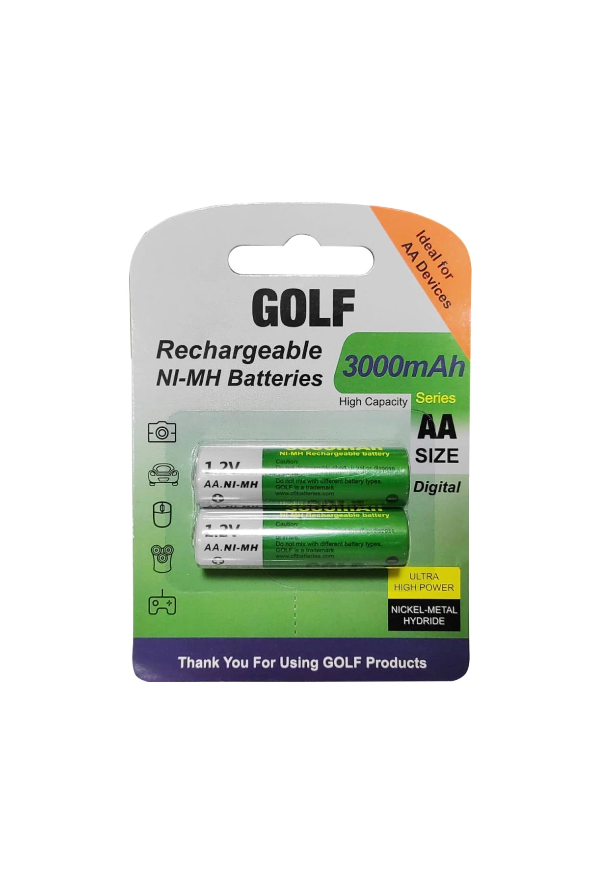 Golf Şarjlı Pil Aa Kalem 3000 Mah Ni-mh 2li Paket