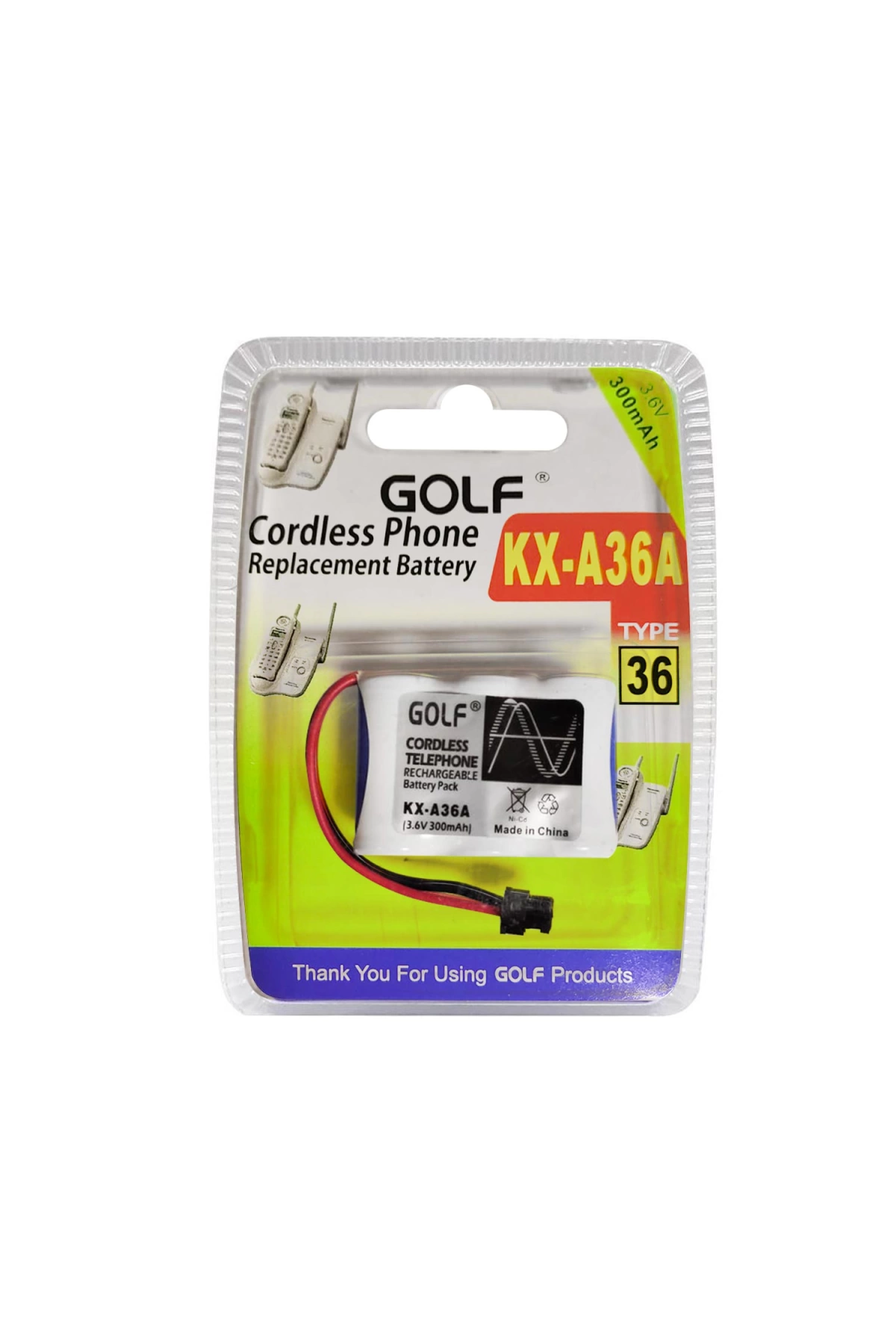 Golf Kx-a36a Şarjlı Telsiz Telefon Pili 3.6 Volt 300 Mah Ni-cd