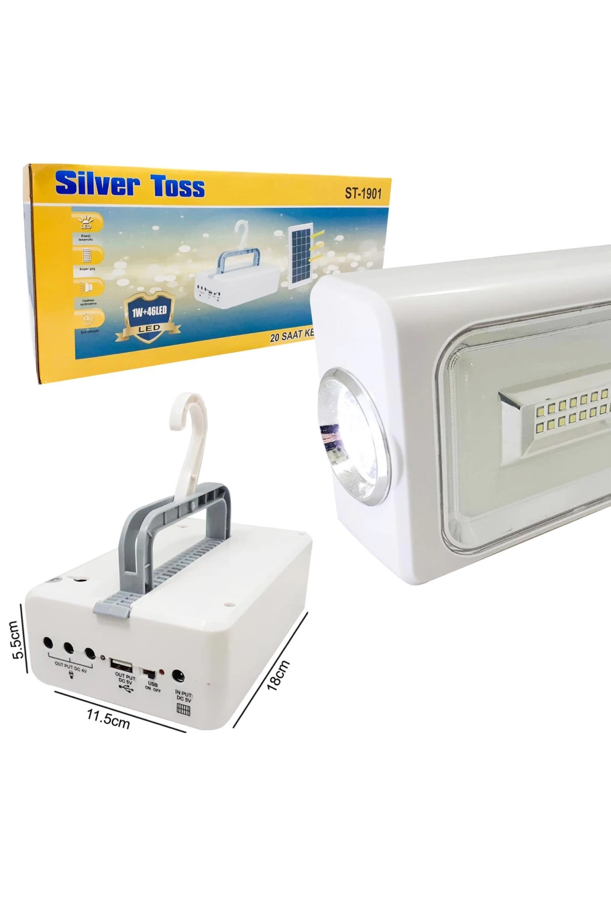 Silver Toss St-1901 Solar Kamp Lambası Acil Durum Işığı Şarjlı 1w+46 Led