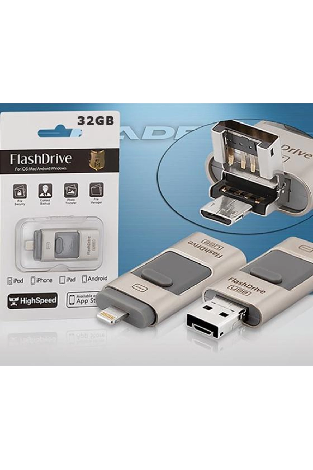 Hadron Hd-9201 Usb Flash Bellek 32gb Iphone Micro