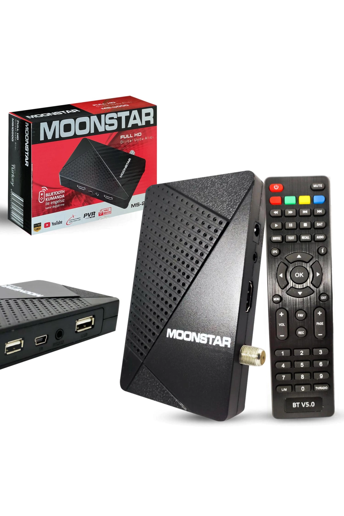 Moonstar Ms-2000 Uydu Alıcı Mini Full Hd Bluetooth İle Kanal Değiştirme Youtube Destekli