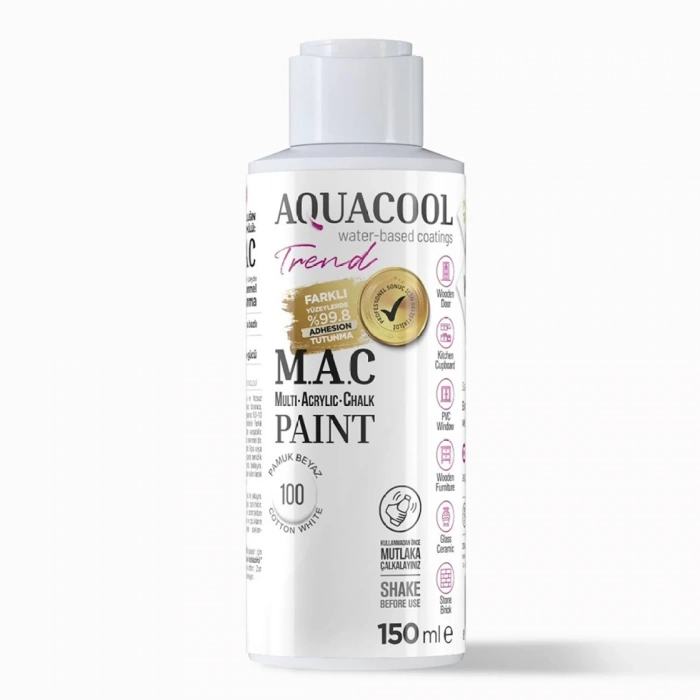 Aquacool Trend Su Bazlı Akrilik Dönüşüm Boyası 100 Pamuk Beyaz 150ml