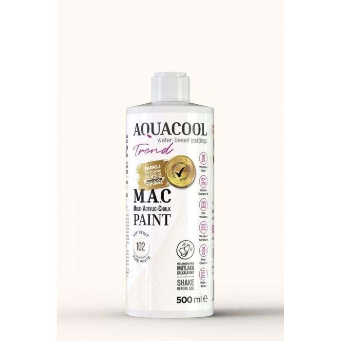 Aquacool Trend Su Bazlı Akrilik Dönüşüm Boyası 102 Saf Beyaz 500ml