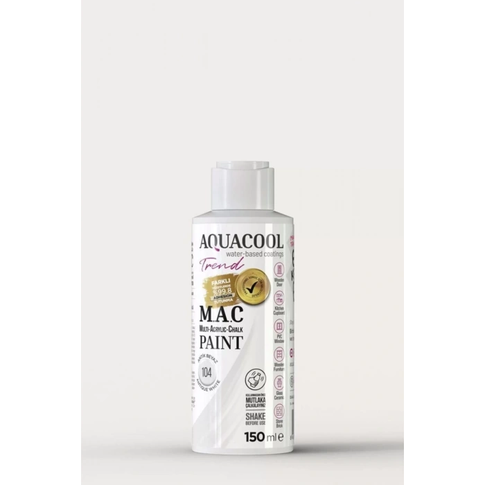 Aquacool Trend Su Bazlı Akrilik Dönüşüm Boyası 104 Antik Beyaz 150ml