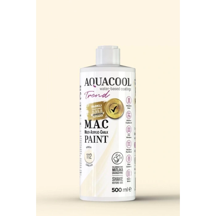 Aquacool Trend Su Bazlı Akrilik Dönüşüm Boyası 112 Krem 500ml