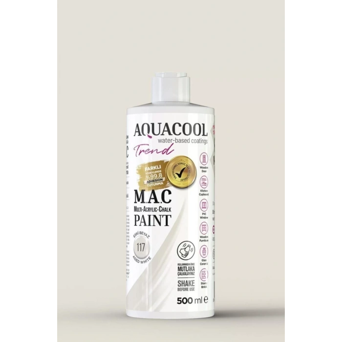 Aquacool Trend Su Bazlı Akrilik Dönüşüm Boyası 117 Eski Beyaz 500ml