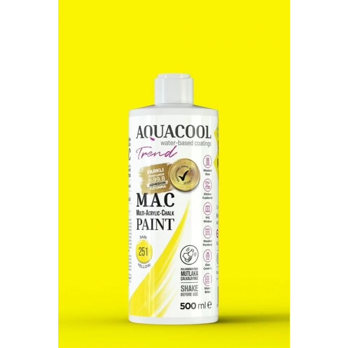 Aquacool Trend Su Bazlı Akrilik Dönüşüm Boyası 251 Sarı 500ml