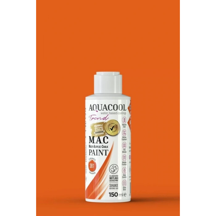 Aquacool Trend Su Bazlı Akrilik Dönüşüm Boyası 381 Turuncu 150ml
