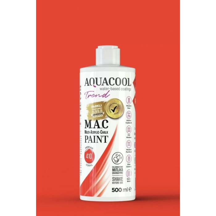 Aquacool Trend Su Bazlı Akrilik Dönüşüm Boyası 410 Mercan 500ml