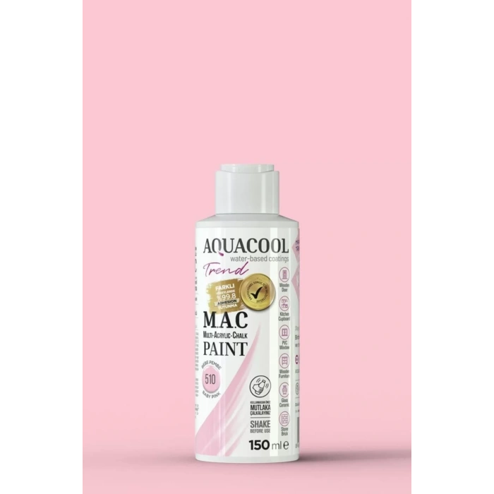 Aquacool Trend Su Bazlı Akrilik Dönüşüm Boyası 510 Bebe Pembe 150ml
