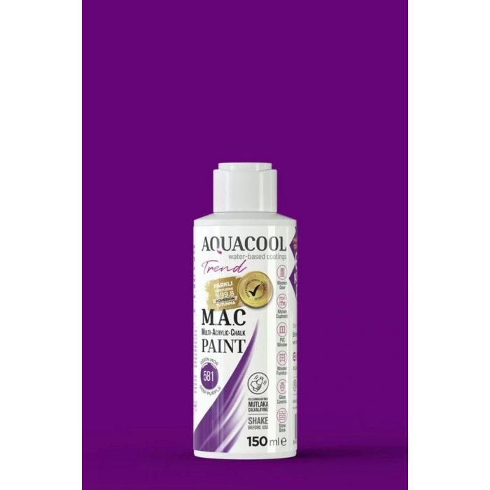 Aquacool Trend Su Bazlı Akrilik Dönüşüm Boyası 581 Derin Mor 150ml