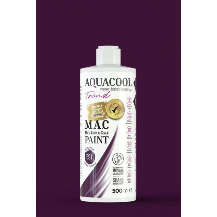 Aquacool Trend Su Bazlı Akrilik Dönüşüm Boyası 591 Koyu Mor 500ml