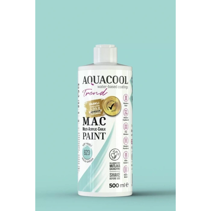 Aquacool Trend Su Bazlı Akrilik Dönüşüm Boyası 623 Küf Yeşili 500ml