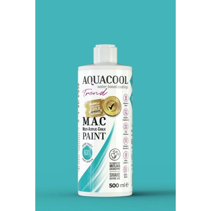 Aquacool Trend Su Bazlı Akrilik Dönüşüm Boyası 631 Nane Yeşili 500ml