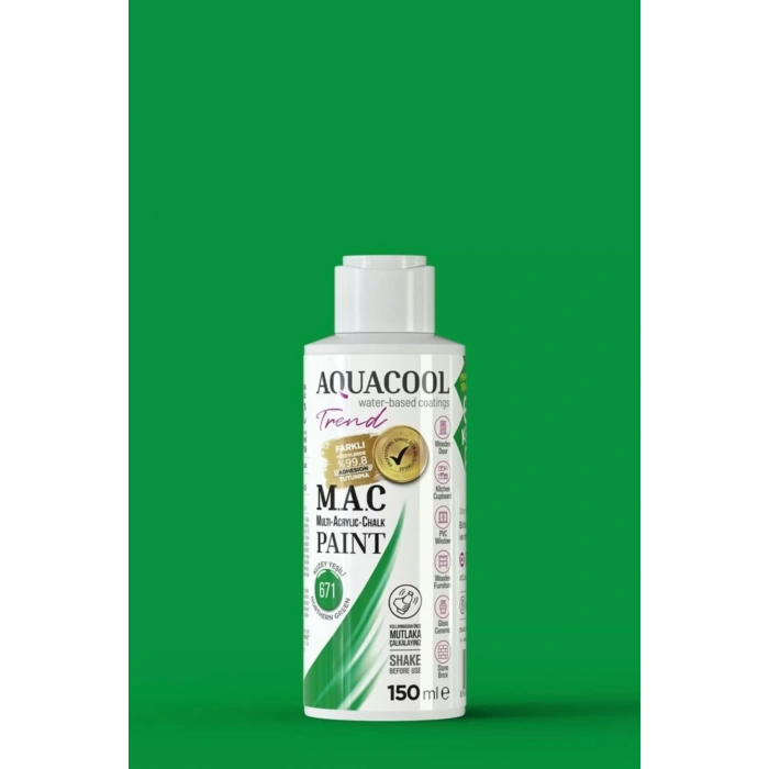 Aquacool Trend Su Bazlı Akrilik Dönüşüm Boyası 671 Kuzey Yeşili 150ml