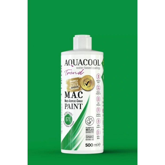 Aquacool Trend Su Bazlı Akrilik Dönüşüm Boyası 671 Kuzey Yeşili 500ml
