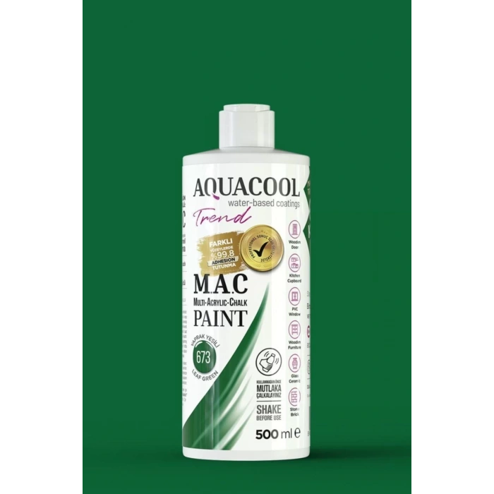 Aquacool Trend Su Bazlı Akrilik Dönüşüm Boyası 673 Yaprak Yeşili 500ml