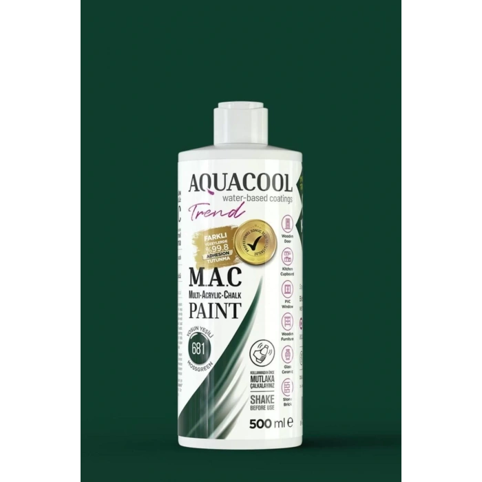 Aquacool Trend Su Bazlı Akrilik Dönüşüm Boyası 681 Yosun Yeşili 500ml