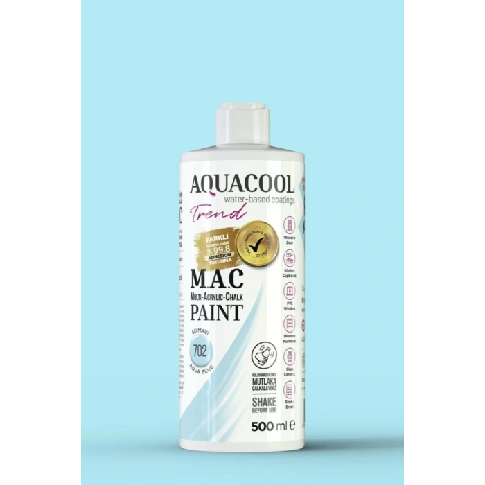 Aquacool Trend Su Bazlı Akrilik Dönüşüm Boyası 702 Su Mavi 500ml
