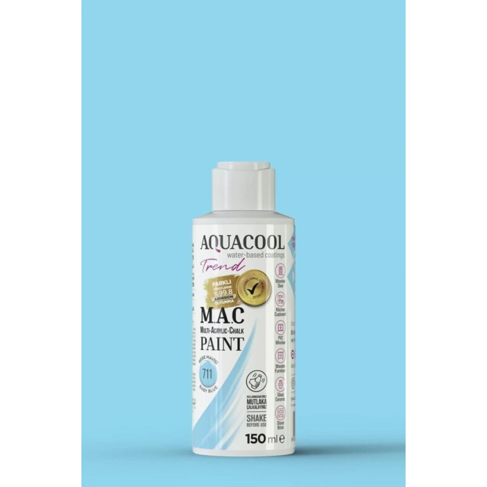 Aquacool Trend Su Bazlı Akrilik Dönüşüm Boyası 711 Bebe Mavisi 150ml