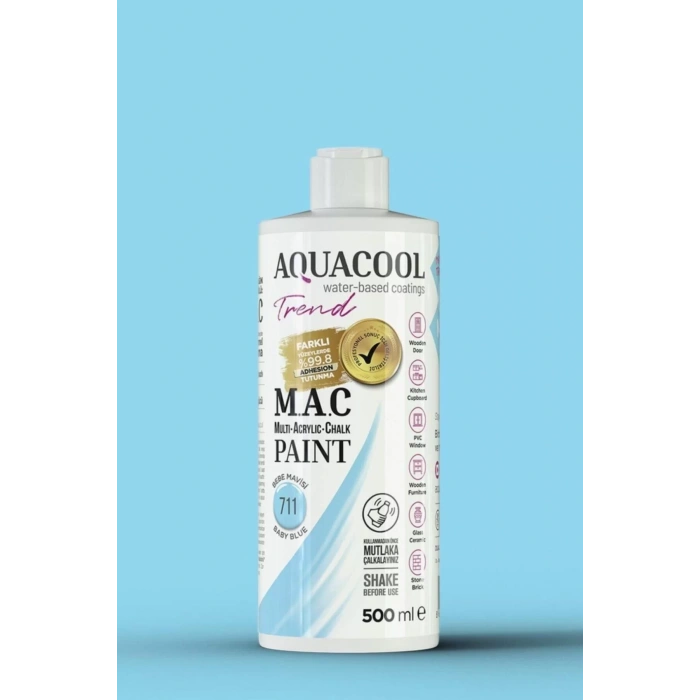 Aquacool Trend Su Bazlı Akrilik Dönüşüm Boyası 711 Bebe Mavisi 500ml