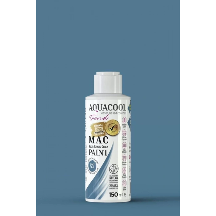 Aquacool Trend Su Bazlı Akrilik Dönüşüm Boyası 722 Napolyon Mavisi 150ml