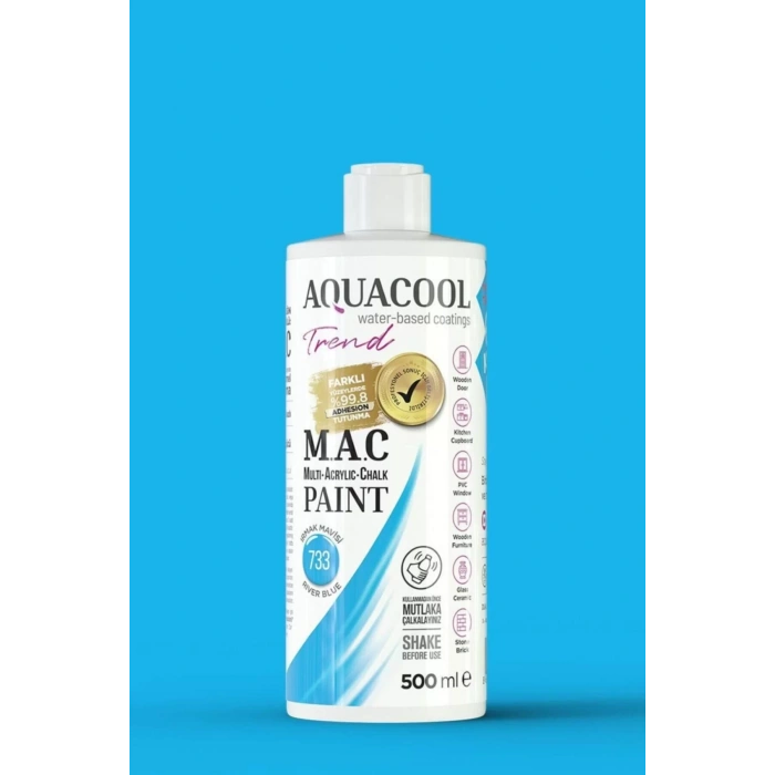 Aquacool Trend Su Bazlı Akrilik Dönüşüm Boyası 733 Irmak Mavisi 500ml