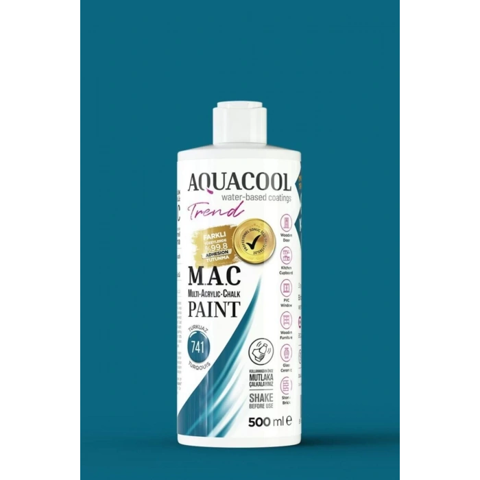 Aquacool Trend Su Bazlı Akrilik Dönüşüm Boyası 741 Turkuaz 500ml