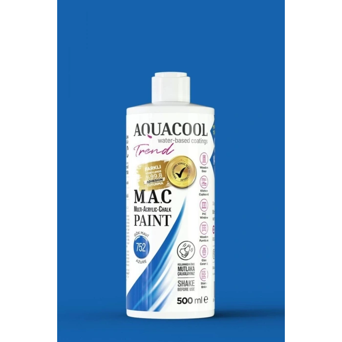 Aquacool Trend Su Bazlı Akrilik Dönüşüm Boyası 752 Gök Mavi 500ml