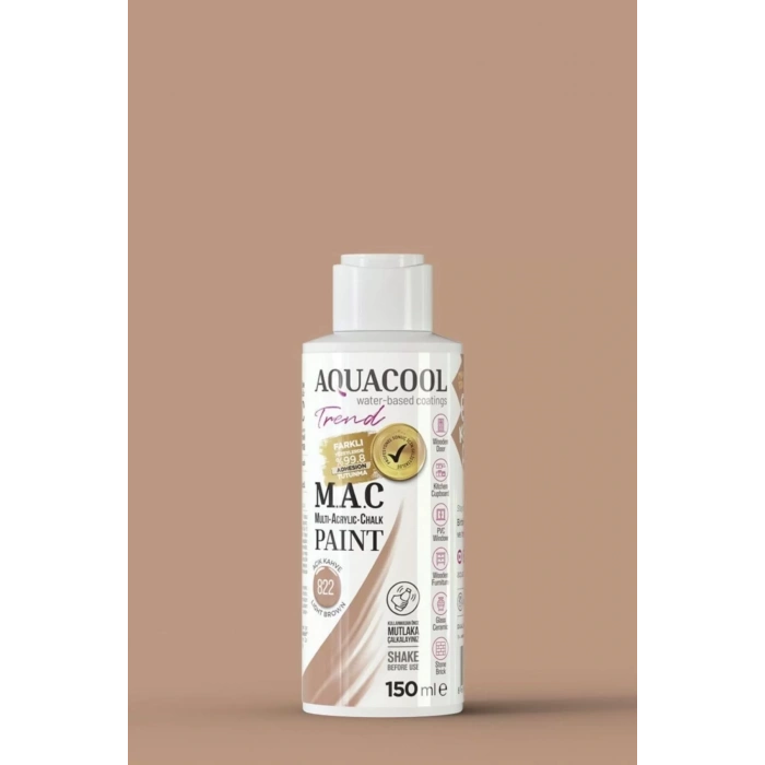 Aquacool Trend Su Bazlı Akrilik Dönüşüm Boyası 822 Açık Kahve 150ml