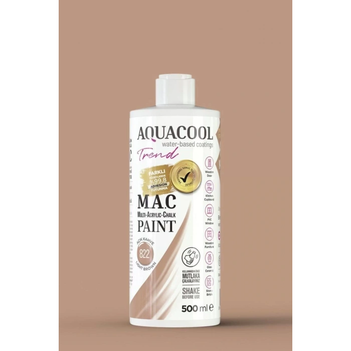 Aquacool Trend Su Bazlı Akrilik Dönüşüm Boyası 822 Açık Kahve 500ml