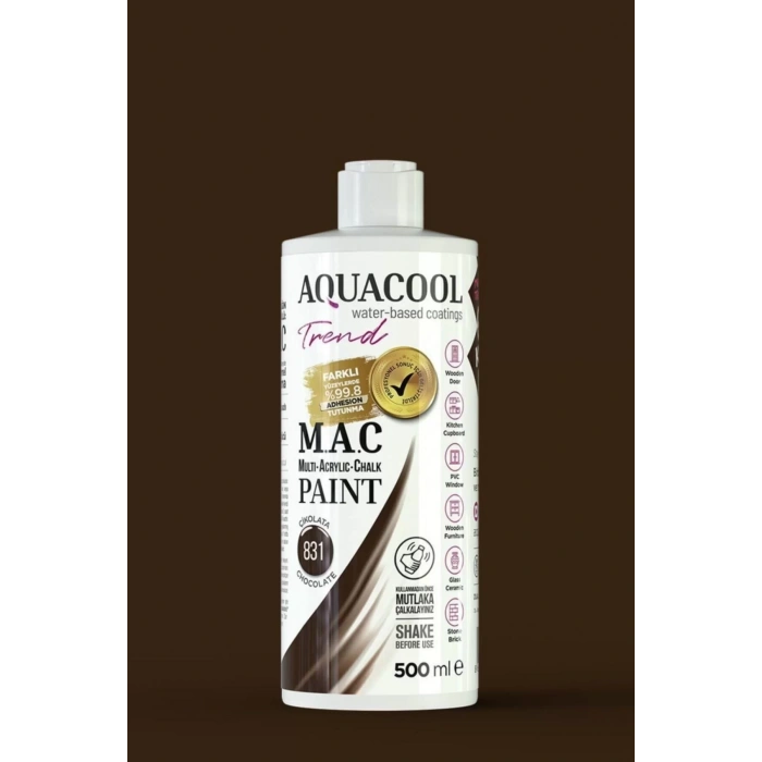 Aquacool Trend Su Bazlı Akrilik Dönüşüm Boyası 831 Çikolata 500ml